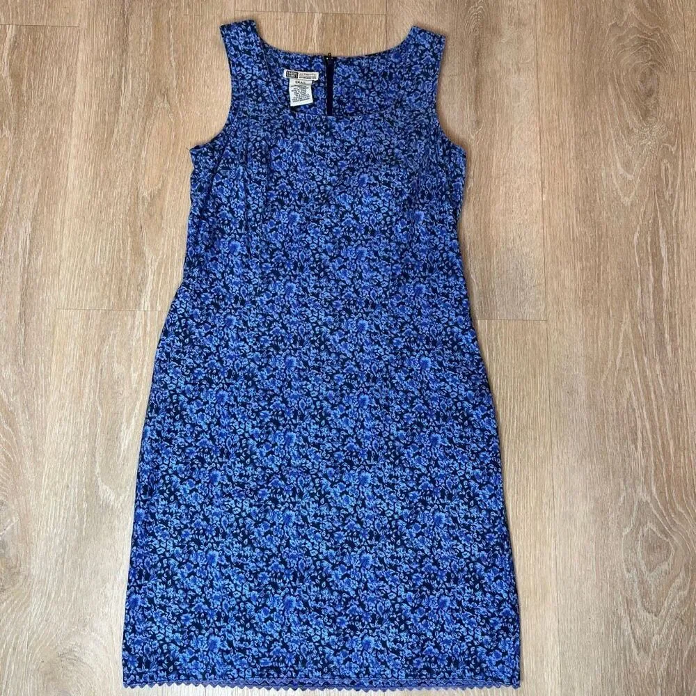 Faded Glory, Vintage Floral Sleeveless Mini Dress, 100% Cotton, Women’s Small